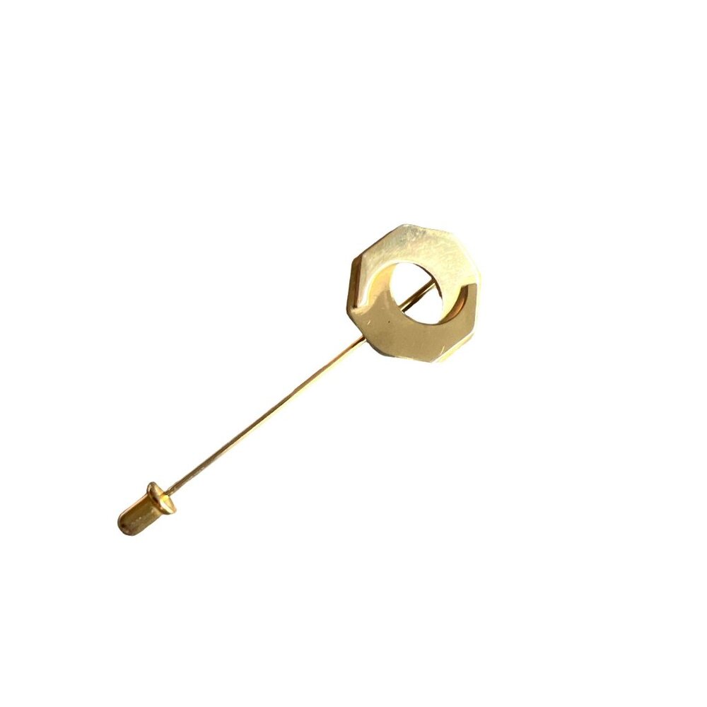 Vintage Gold Tone Pin Circle 3D Simple Classic Elegant